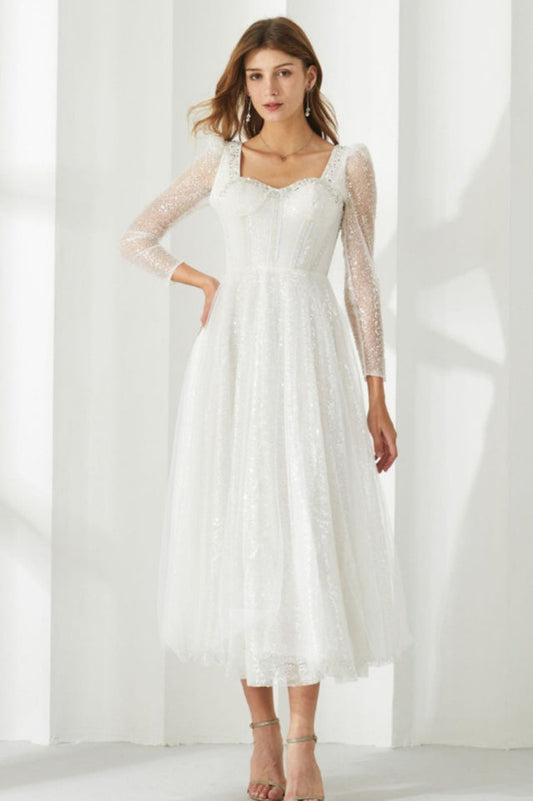 Kamiyah White Mesh Midi Dress