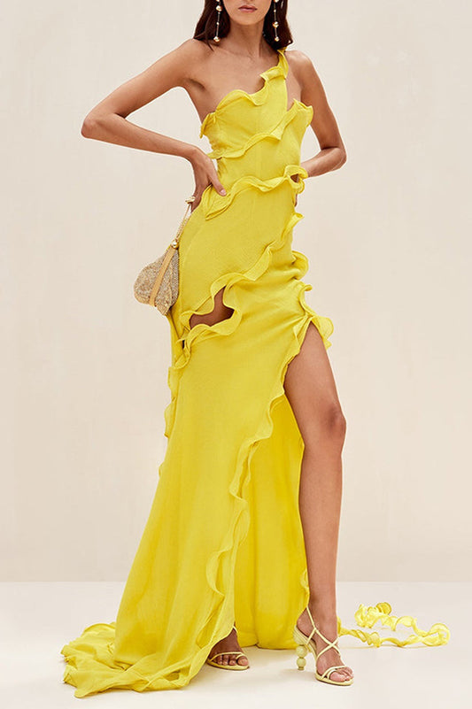 Ruffle Ribbon Maxi Dress