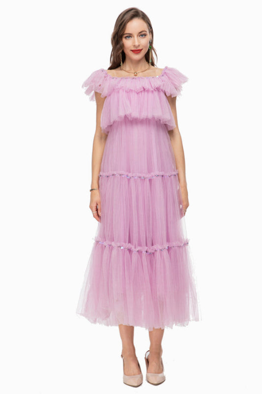 Ruffled Sleeve Corset Dress