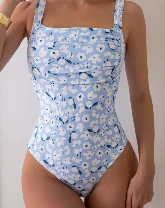 Print Strapped Swim Dress – Azure Tide