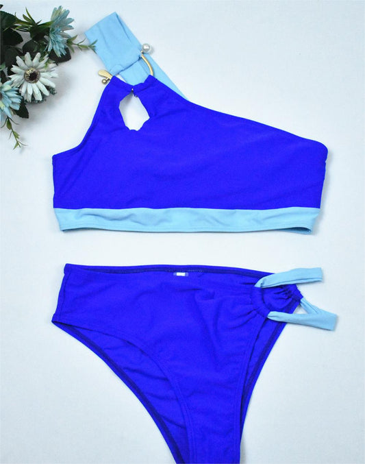 Glam Triangle Bikini – Halter Luxe – Azure Tide