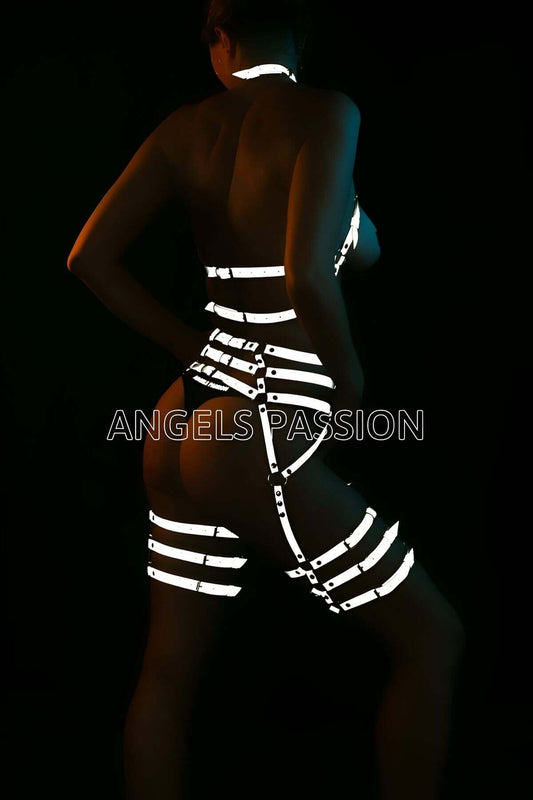 Reflective Garter Bustier Harness Set