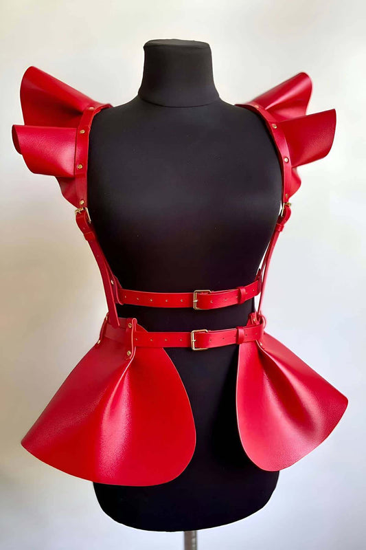Leather Dress Harness, Stylish Mini Leather Dress, Princess Leather Dress