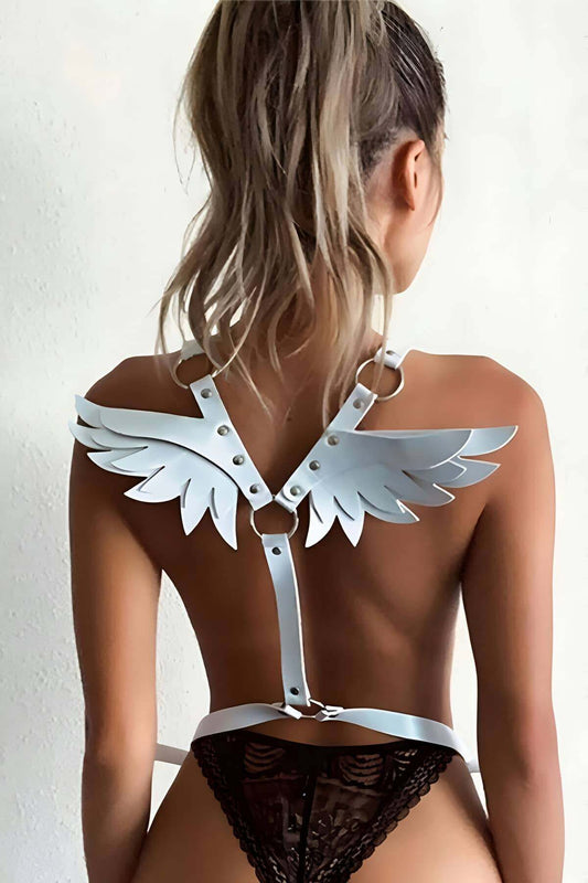 Stylish Harness with Leather and Angel Wing Detail