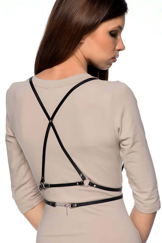 Stylish Leather Accessory with Cross Back Detail