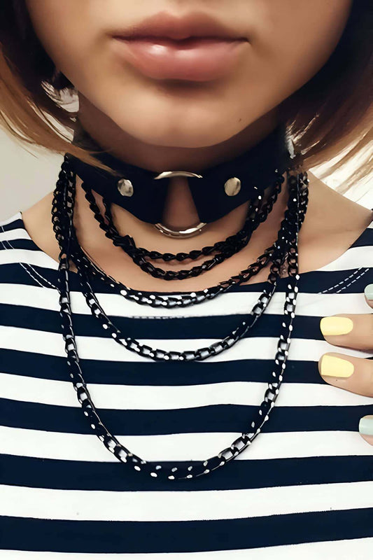 Stonewashed Black Chain Collar