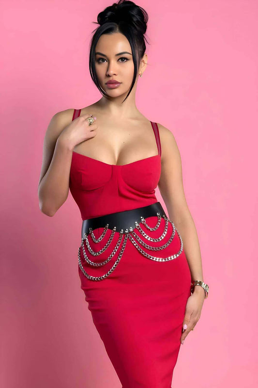 Leather Chain Waist Belt, Corset Harness