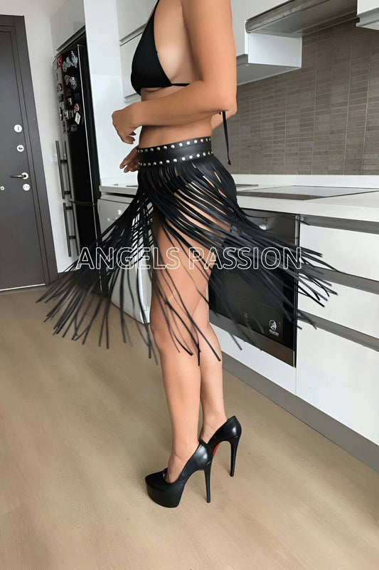 Fine Tassel Leather Fantasy Skirt