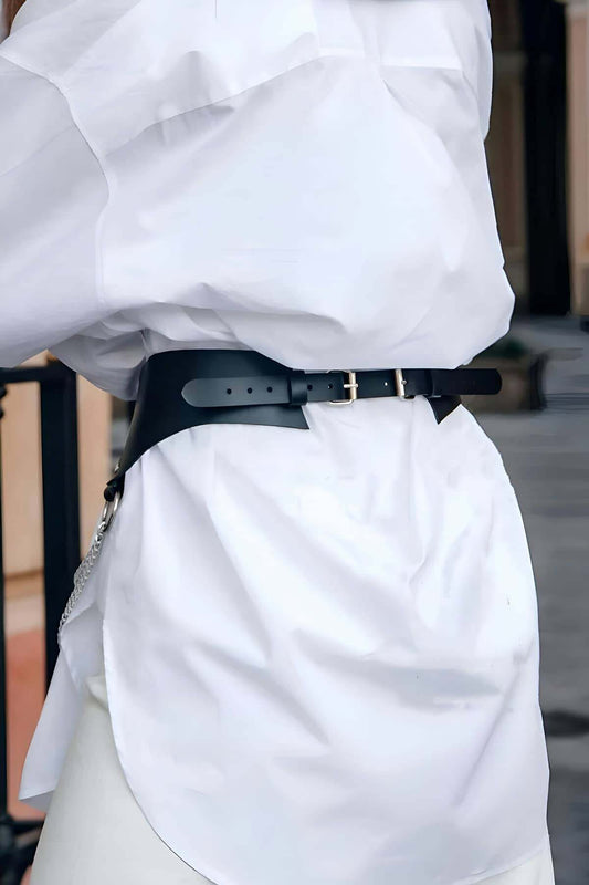 Stylish Leather Chain Belt, Dress Belt, Chain Style Shirt Belt