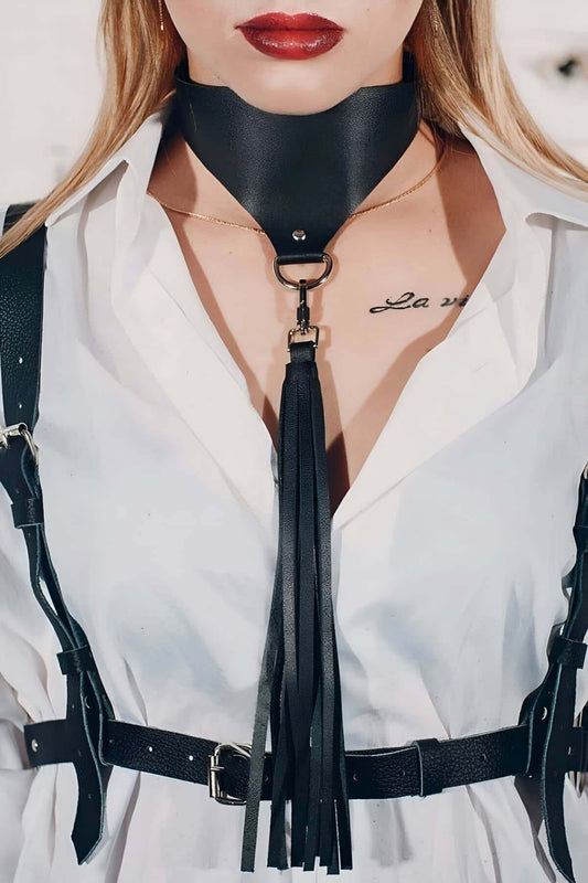 Tassel Stylish Leather Choker Collar Neck Accessory