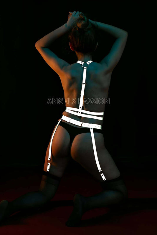 Sexy Glow in the Dark Reflective Garter Harness Set