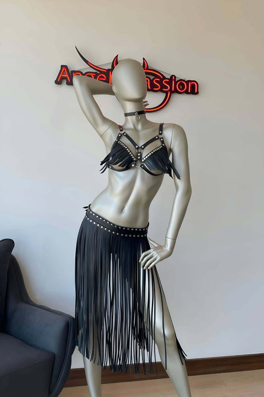 Tassel Skirt and Tassel Bra Harness Set