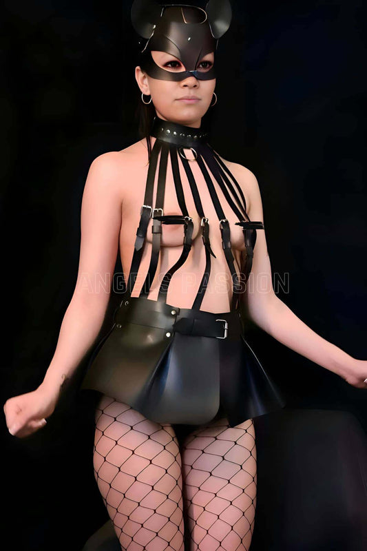 Bustier and Choker Look Stylish Skirt Harness