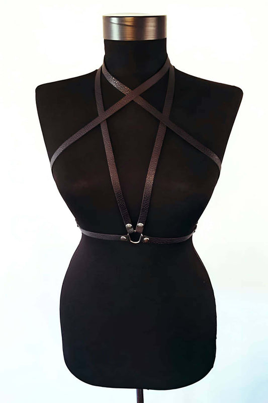 Special Production Leather Model - black leather bra