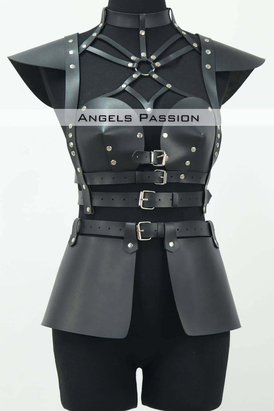 Leather Dress Harness, Leather Skirt and Chest Dress