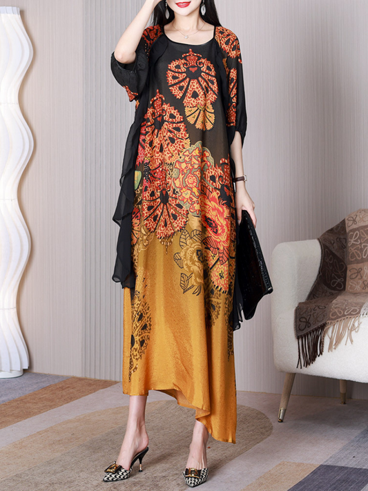 Look At The Stars Round Neck A-line Dress