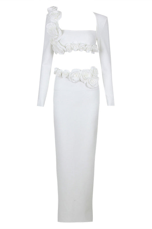 Flower Detail Two Piece Maxi Dress