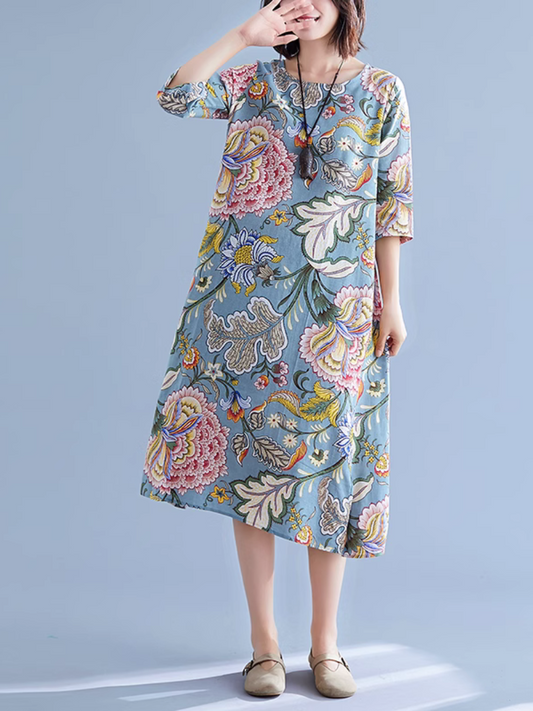 Elegant Grace Printed A-Line Dress