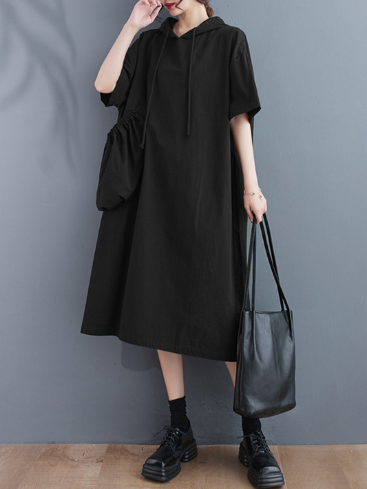 Just My Type Cotton Midi Length Hoodie Dress