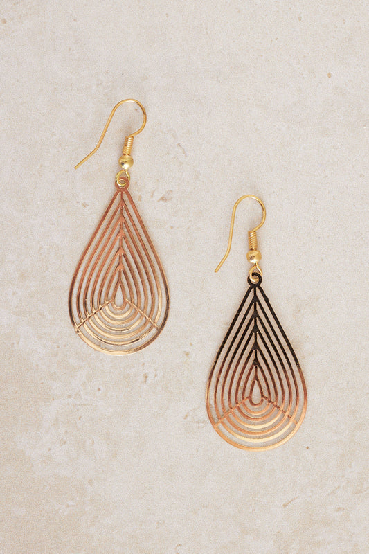 Geo Teardrop Earrings - Gold