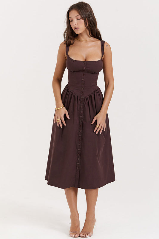 Rich Brown Midi Sundress