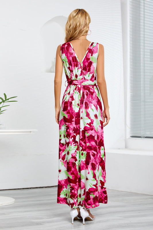 Printed Thigh-Slit Maxi Dress