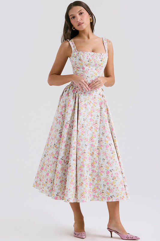 Dorothy White Rosebud Print Sundress