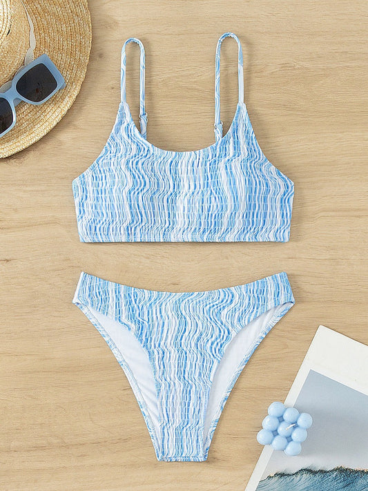 Chic Strappy Swimsuit – Halter Luxe – Azure Tide