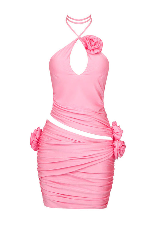 Flower Appliqué Cut Out Minidress