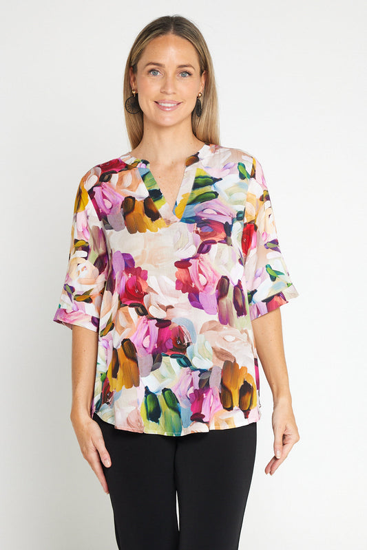 Monroe Top - Pastel Floral Painting