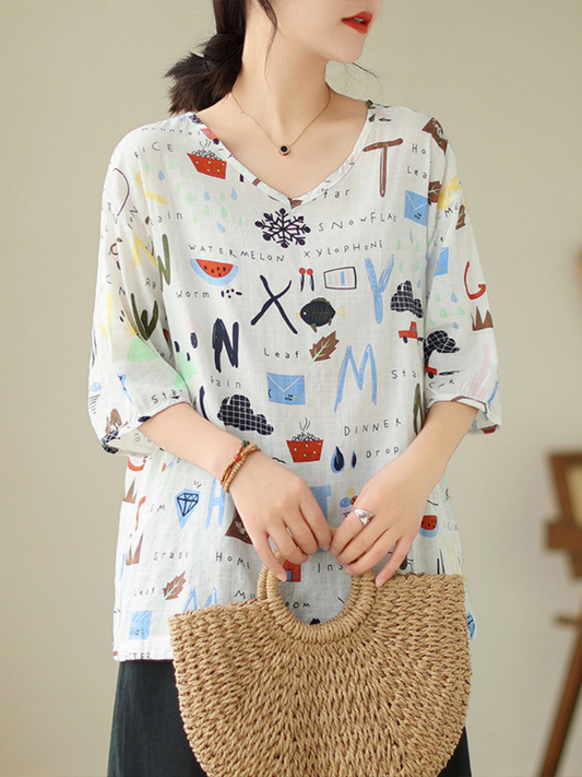 Artistic Soul Letter Printing Tops