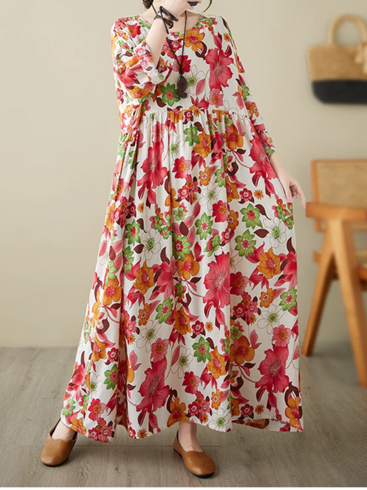Relaxed Fit Floral Loose Smock Dress