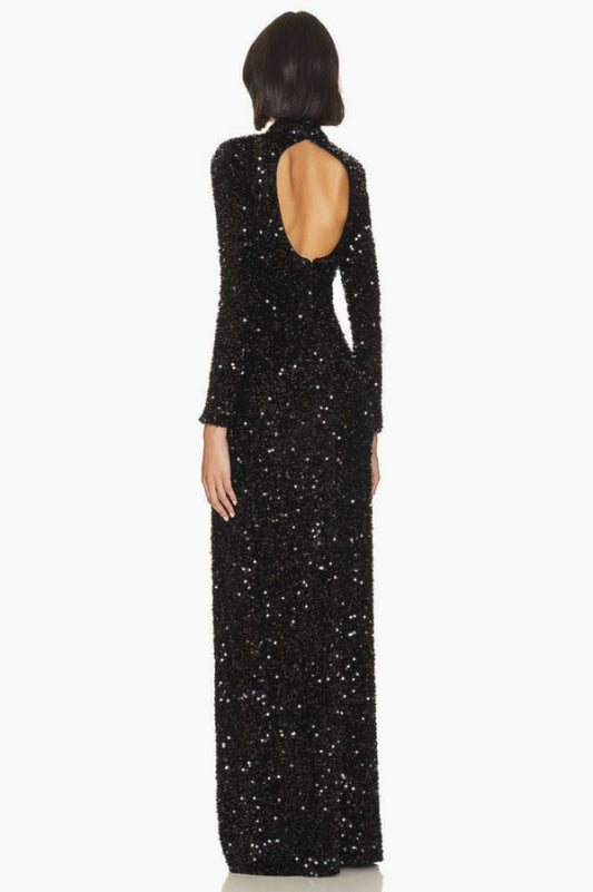 Sequin Embellishments Slit Maxi Dress