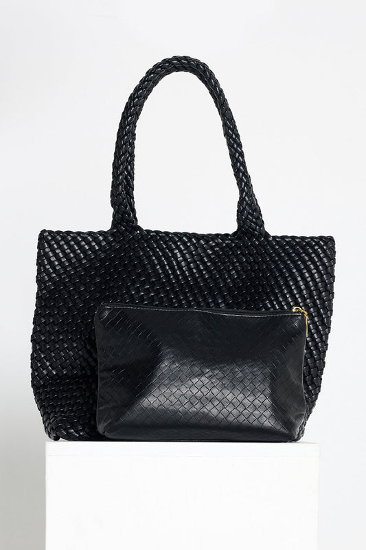 Lois Woven Bag & Clutch - Black