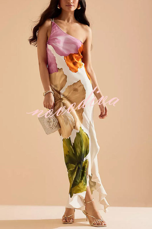 Isla Bloom Dress – One-Shoulder Ruffle Maxi