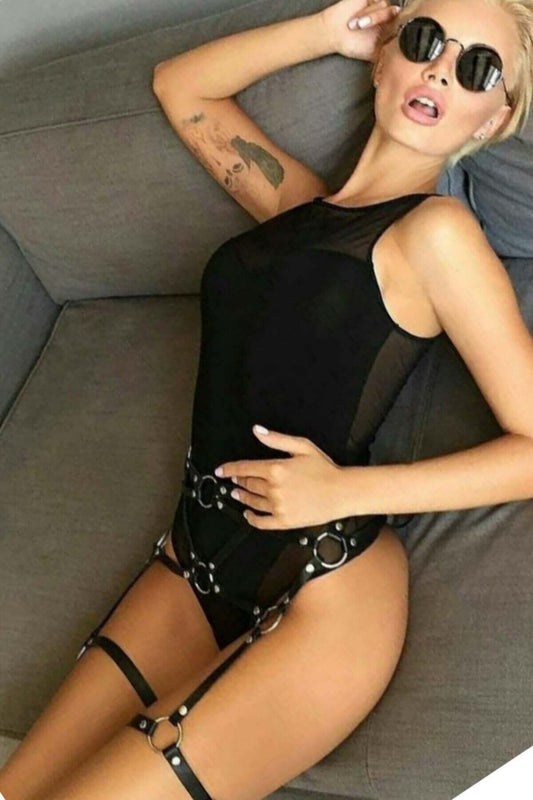 Leather Fantasy Garter Harness - sexy harness