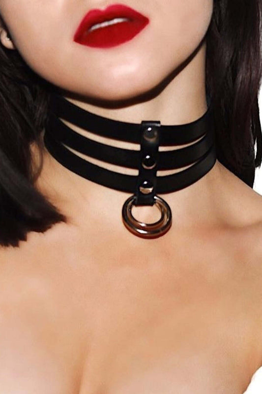Stylish 3 Row Leather Collar
