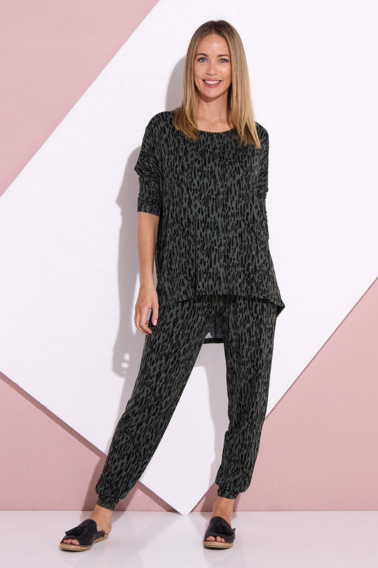 Milan Top - Abstract Khaki