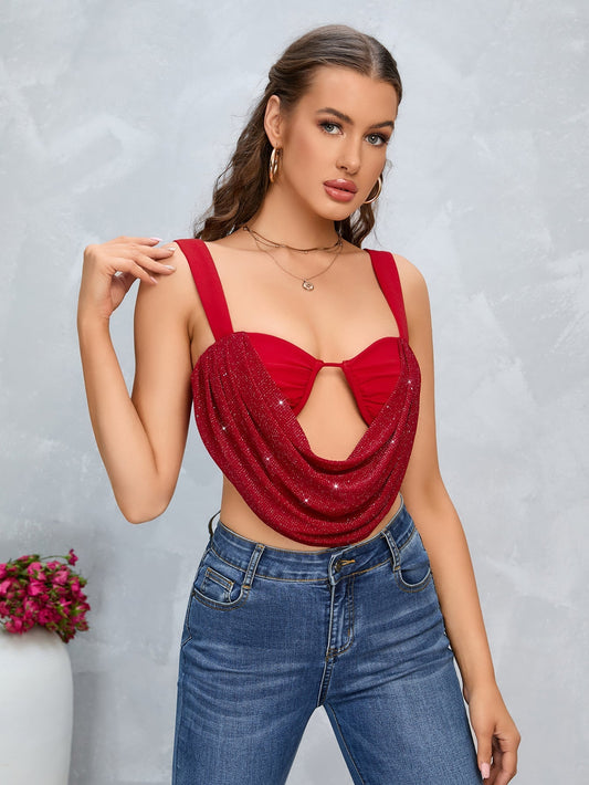 Cut Out Draped Crop Cami Top