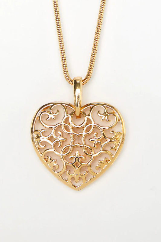 Filigree Heart Necklace - Gold