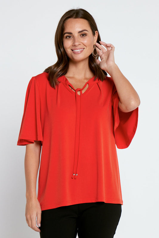 Carrie Tie Neck Top - Red