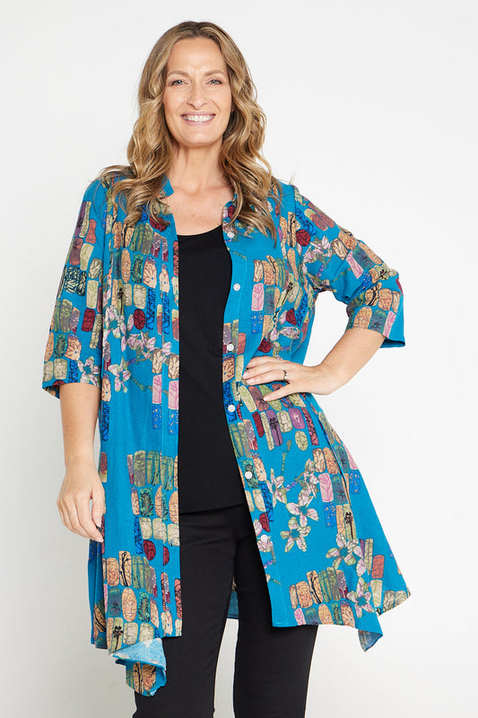 Hermione Shirt - Teal Print