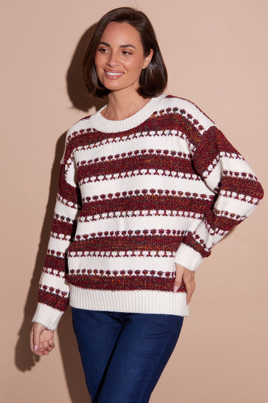 Mali Jumper - Cream/Burgundy