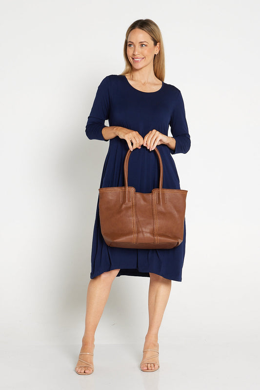 Odina Tote Bag & Clutch - Brown