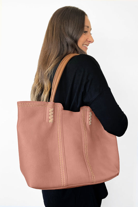 Odina Tote Bag & Clutch - Pink