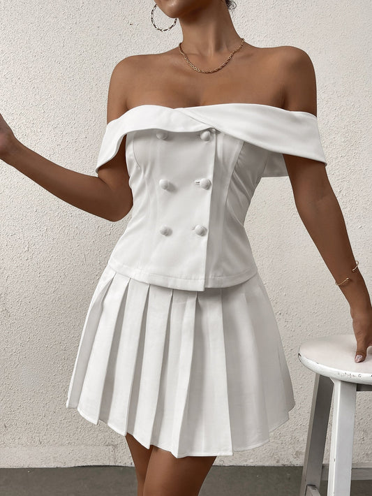 Off Shoulder Button Embellished Top