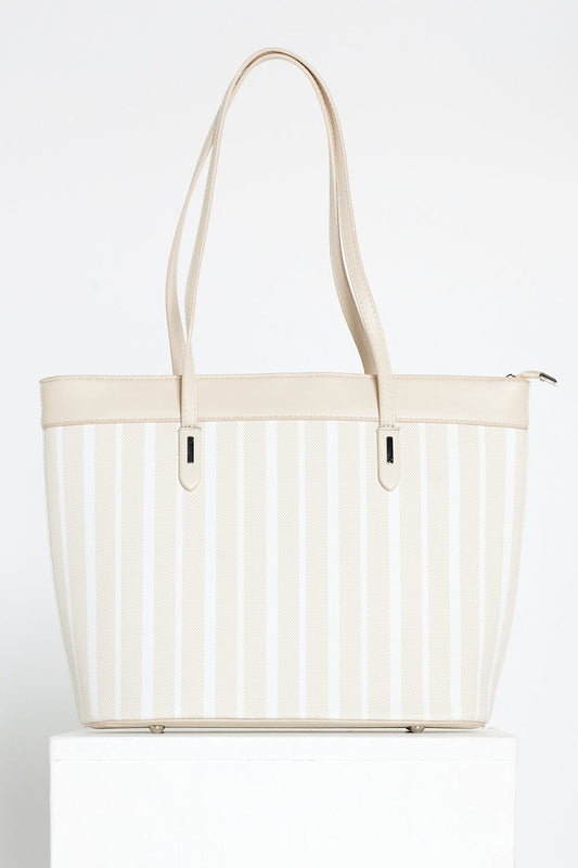 Marissa Tote Bag - Cream/Stripe