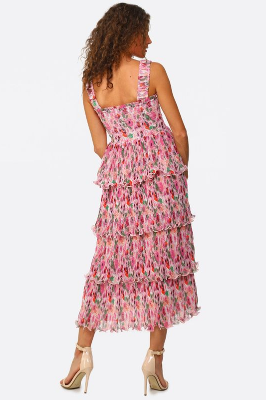 Floral Tiered Georgette Midi Dress