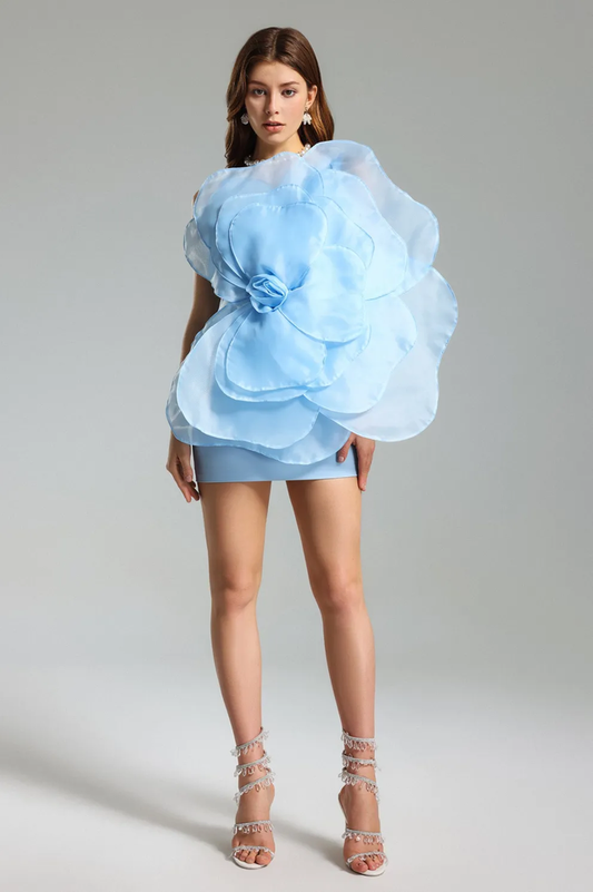 Carina One Shoulder 3D Floral Dress