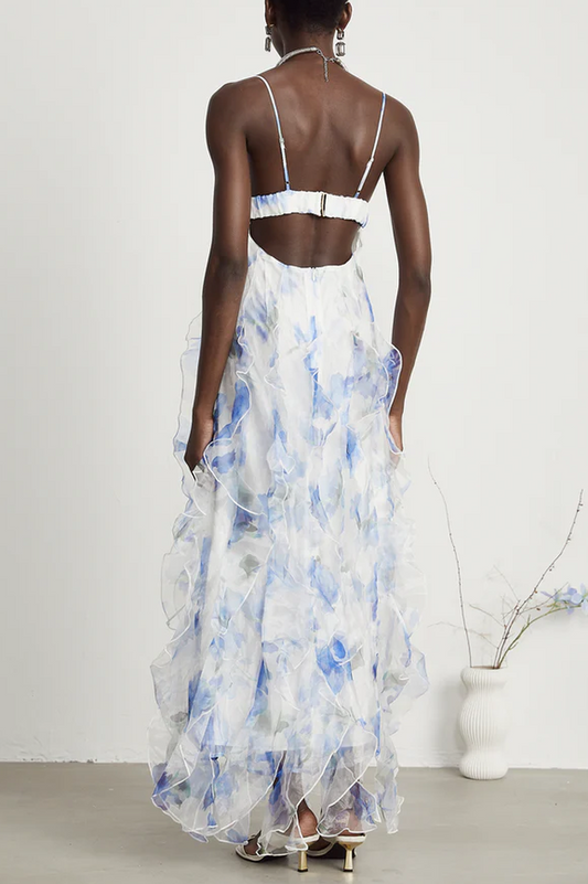 NOÉMIE Ruffled Floral Print Midi Dress